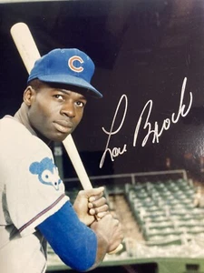 Lou Brock Autogaphed Signed 8x10 Picture Chicago Cubs Picture HOF great Picture - Picture 1 of 2
