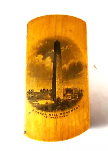 Antique Mauchline Ware "Bunker Hill Monument" Vesta Match Safe Puzzle Box - Picture 1 of 7
