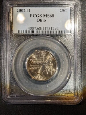 2002-d PCGS MS-68 Ohio Washington State Quarter Nice Coin Underrated this nice - Image 1 of 2