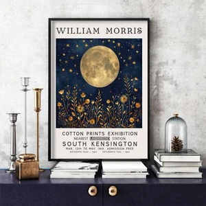 William Morris Print, William Morris Exhibition Poster, Moon & Stars( 12) - Picture 1 of 8