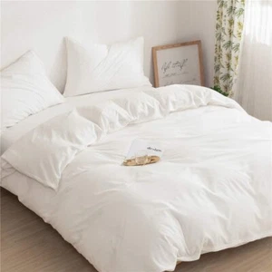 Luxurious Egyptian Cotton 1000 TC Bed Duvet Set in White Colour & UK All Sizes - Picture 1 of 5