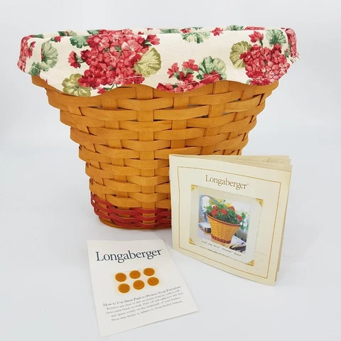 Longaberger 2002 May Series Geranium Basket+Prot+Liner~13th/Last/Series*Retired Cover