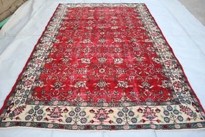 Rot Antik Teppich 5'10x8'5 ft Handgefertigt Turkmenisch Orientteppich - Schlafzimmer Büroteppich - Bild 1 von 16