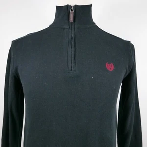 Chaps Boy Cotton Long Sleeve 1/4 Zip Solid Black Pullover Sweater Youth Large - Picture 1 of 9