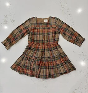 J Crew Size 4, Crewcuts Girls Dress Gold Metallic Tartan Plaid - Picture 1 of 7