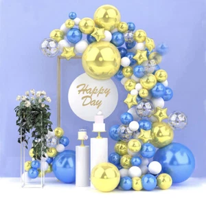 139-Pcs Balloon Garland Arch Kit, 18/10/5" Metallic Blue and Gold Arch Kit - Picture 1 of 4