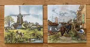 Set Of 2 Dutch Mosa Tiles, Ter Steege Holland 6x6” Trivets Or Decorative Plaques - Picture 1 of 5
