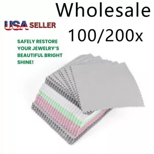 100/200Pcs Anti-Tarnish Silver Polishing Cleaning Cloth Cleaner Platinum Jewelry - Picture 1 of 34
