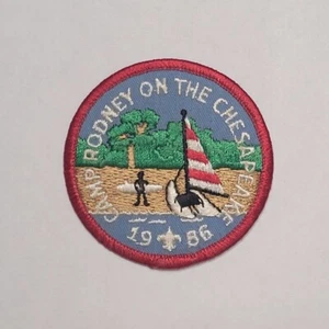 Parche Boy Scouts Camp Rodney On The Chesapeake 1986 vintage BSA CM119. - Imagen 1 de 3