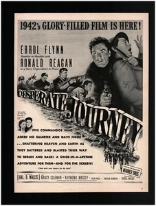 1942 Desperate Journey Film Originaldruckanzeige ~ kostenloser Versand ~ Reagan Errol Flynn - Bild 1 von 1