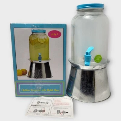 2合1饮料分装机带金属底座一加仑透明银色 — 第 1/4 张图片