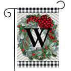 Winter Wreath Monogram Letter W Garden Flag 12.5