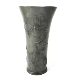 Vase / tasse en étain de Kayser 4090 art nouveau Hugo Leven design décor coquelicot 20,3 cm - Photo 1 sur 6