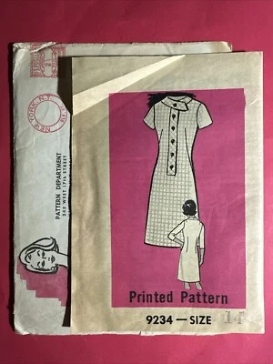 UNCUT Mail Order 9234 Misses Dress Sewing Pattern 14 Vintage - Image 1 of 2