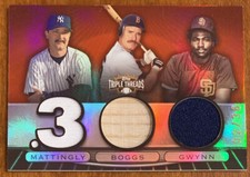Wade BOGGS GWYNN MATTINGLY 2007 Topps Triple Threads Jersey Bat Combo Relic 2/36