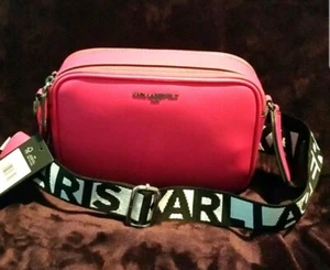 NWT KARL LAGERFELD PARIS Hot Pink Logo New Crossbody/Camera Bag - Picture 1 of 7