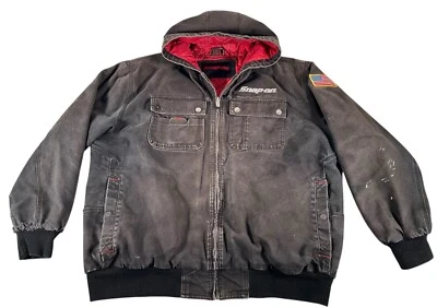 Chaqueta De Colección Herramientas a Presión Gris Desteñido Lona Pesada Cremallera Completa Bandera de Estados Unidos Talla 2XL Foto 1 de 4