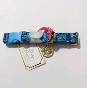 Lilly Pulitzer Blue Dog Collar Mermazing Size Small To Medium Logo Charm New - Picture 1 of 5