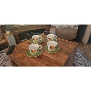 Vintage Royal Tudor Ware Barker Bros Cups & Saucers Set x4 -60s Floral Ironstone - Picture 1 of 5