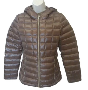 Calvin Klein Woman Premium Down Jacket XS Metallic Brown Packable - Picture 1 of 9