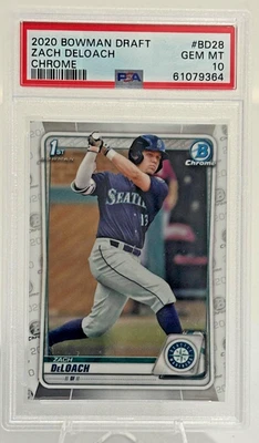 2020 Bowman Draft Chrome 1st ZACH DELOACH  Baseball Card PSA 10 GEM MINT - Image 1 of 2