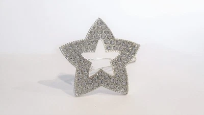 Star shaped silver metal crystal hair pin clip barrette - Image 1 of 4