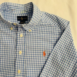 RALPH LAUREN Camicia ragazzo blu/bianco a quadri manica lunga con bottoni taglia M (10-12) - Foto 1 di 13
