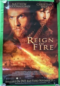 REIGN OF FIRE Movie PROMO POSTER 27x40 Matthew McConaughey Christian Bale 2002 - Picture 1 of 8