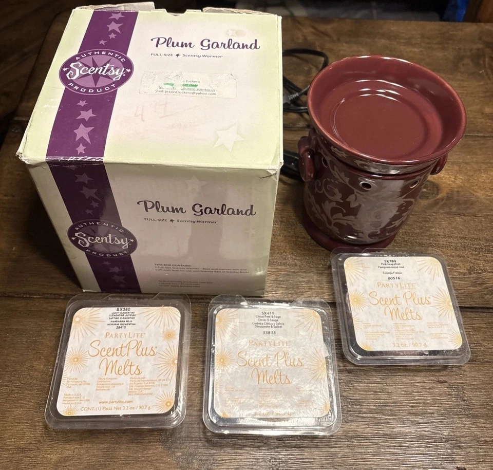 退役香味蜡加热器 PLUM GARLAND 全尺寸富勃艮第房间和蜡熔体 — 第 1/4 张图片