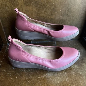 Vionic Jacey Damen-Ballerinas Keilabsatz Slipper 8 rosa Leder Plateau bequem - Bild 1 von 7