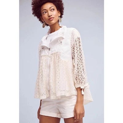 Anthro Hei Hei Eyelet Swing Windbreaker Jacket Ivory XS EUC Lightweight - Image 1 of 4