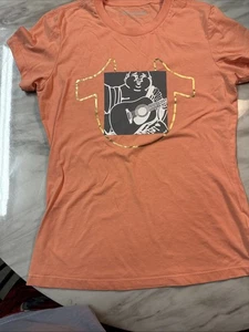 True Religion Size Medium Buddha T-shirt Peach Gold Outline  - Picture 1 of 10