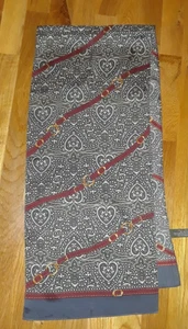 ECHO Gray Brown Ornate Jacobean Print Belts 100% Silk Oblong Scarf 52" - Picture 1 of 4