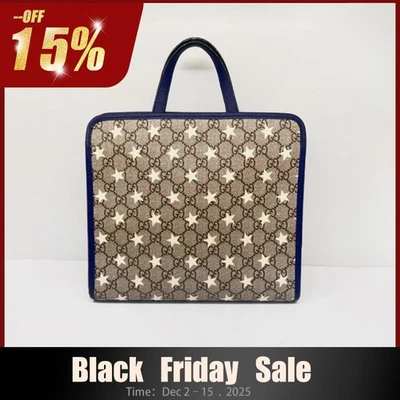 Bolso de Mano Gucci Niños Estrella GG Lona Cuero Beige Azul Marino Blanco Foto 1 de 4