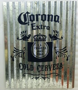 Corona Extra Cold Cerveza 15" x 12" Corrugated Tin Metal Sign Man Cave Decor - Picture 1 of 3