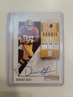 2018 Panini Contenders Rookie Ticket Stub Auto #121 Derrius Guice #23/29. SSP - Image 1 of 2