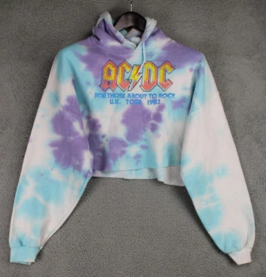 Sudadera con capucha para mujer AC DC talla L multicolor recortada AC DC 1982 U.K. Tour tie dye Foto 1 de 4