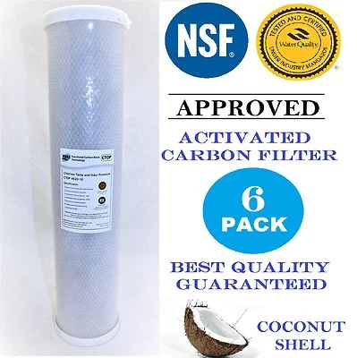 6 Pack Carbon Block Cartridge 4.5" x 20"  NSF Water Filter 10 Micron - Image 1 of 4