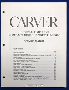 Original Carver TLM-3600 CD Wechsler Service Manual - Bild 1 von 1