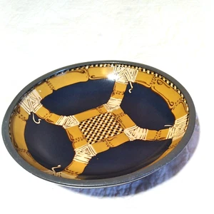 "Cuenco de porcelana Neiman Marcus peltre azul dorado cesta 7 3/4"""  - Imagen 1 de 3