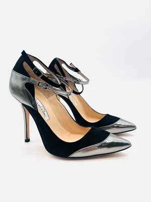 Zapatos de salón Oscar De La Renta talla 6 negros/grises de gamuza metálica como están de diseñador Foto 1 de 4