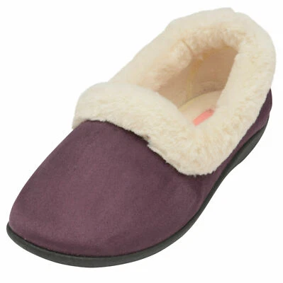 Ladies British Designed Full Fur Collar Outdoor Warm Fleece Lining Slippers - Imagem 1 de 4