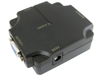 2 Port SVGA Splitter 500 MHZ USB Powered VGA Signal Video Monitor Splitter Box - Image 1 of 3