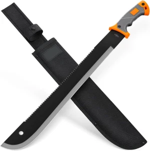 Machete with Saw - 25” Heavy Duty Tool & Sheath - Ergonomic No-Slip Handle - Sur - Picture 1 of 12