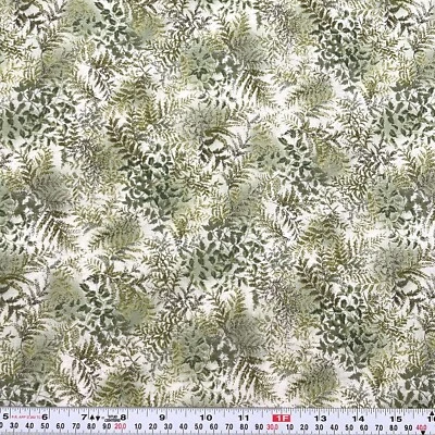 Les Jardins by Hoffman Fabrics Green Foliage Cotton Fabric Remnant 19" x 43" - Image 1 of 2