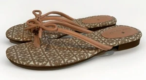 Kate Spade Mystic Flip Flop Leather Bow Charm Blush Pink Thong Sandal Sz 6 M - Picture 1 of 10