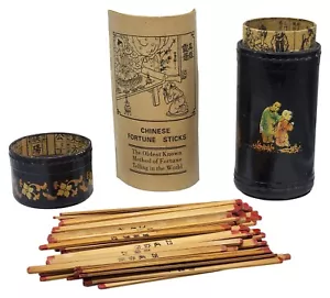 VINTAGE Chinese Fortune Sticks w/ Case & Instructions ~ Kau Chim Sticks - Picture 1 of 6
