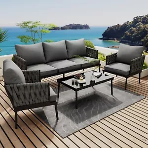 Gartenmöbel Lounge Sessel Set 5 Personen Sitzgruppe Gartengarnitur Balkonmöbel - Bild 1 von 15