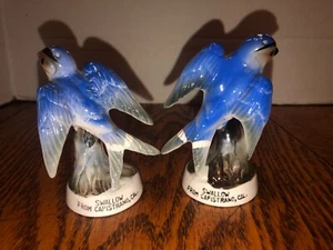 Vintage Swallow From Capistrano, CAL. Birds Salt & Pepper Shakers 3 1/2" Tall - Picture 1 of 6