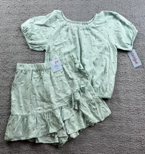 Cat & Jack Girl's XL (14) Short Sleeve Top & Skort Set 2pc Mint Flower - Picture 1 of 8